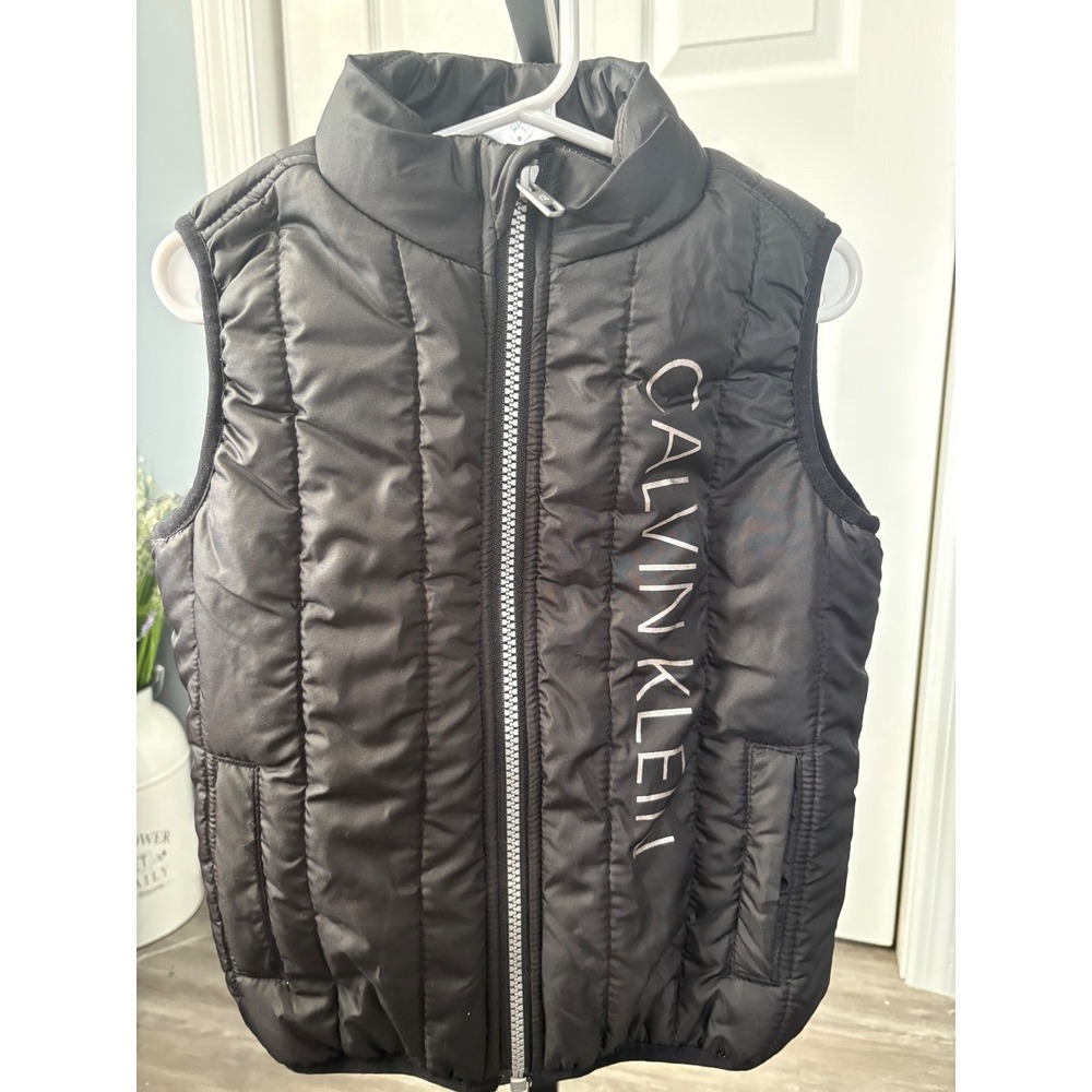 Calvin‎ Klein Jeans Kids Black Puffer Vest Quilted Zip Up Logo Outerwear 3T